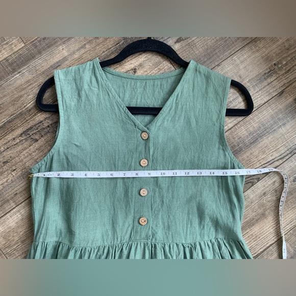 ✨SOLD✨LinenByMN Pine Green 100% Linen Dress from Etsy Size Small with Pockets - Picture 2 of 8